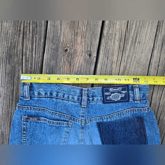 Revolt Jeans Co. Y2K Two-Tone Blue Denim Midi Skirt Sz Girls14/ Womens 26 - Picture 4 of 4